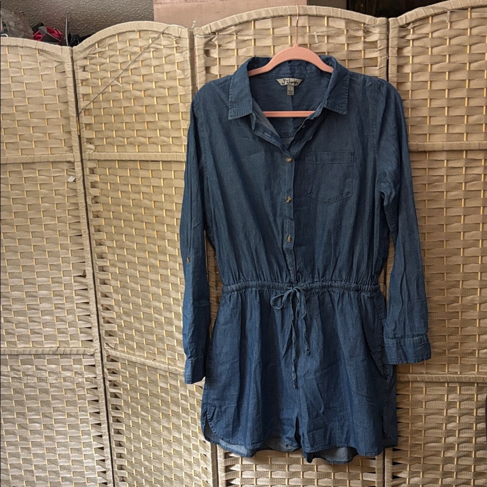 Blue Button-Up Jean Romper